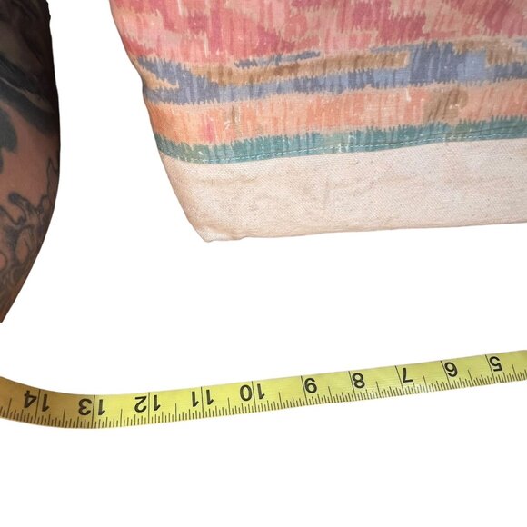 Vintage 90s Cream Multicolor Print Canvas Shoulder Bag - Picture 7 of 7